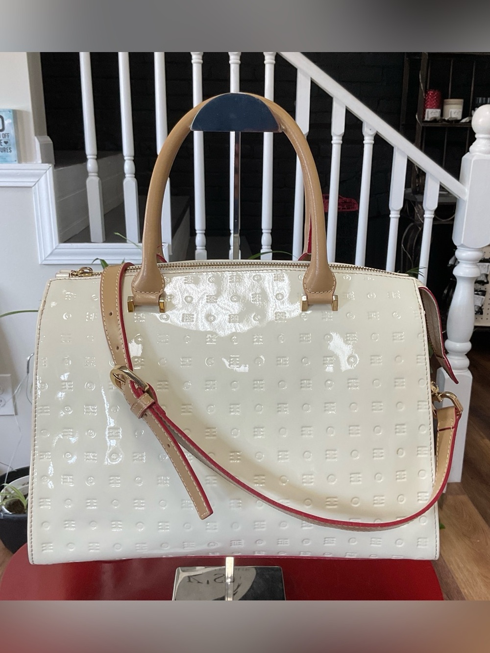 Arcadia Italian Patent Leather Satchel EUC